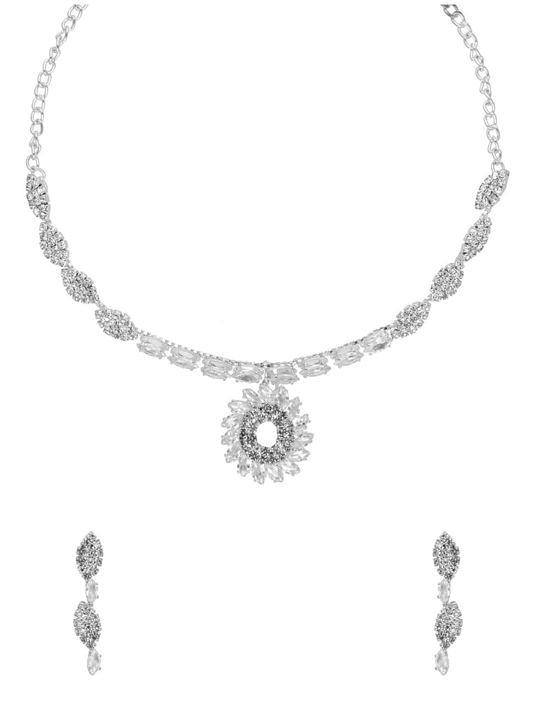 Stone Necklace Set in Rhodium finish - CNB35010
