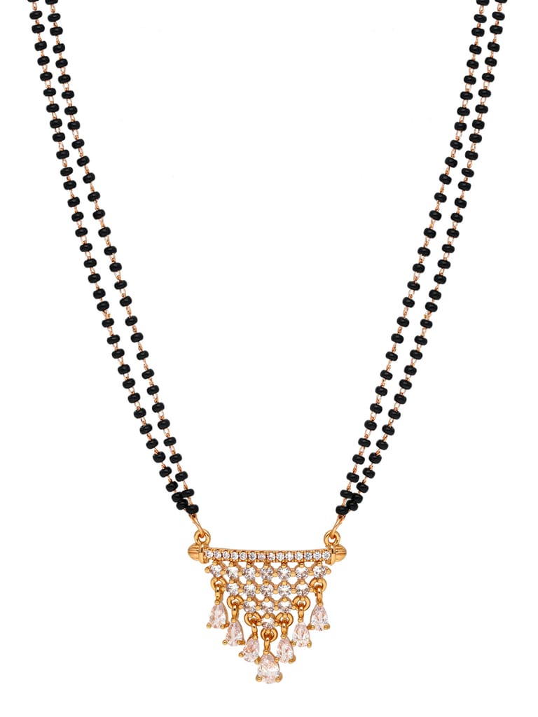 AD / CZ Double Line Mangalsutra in Rose Gold finish - CNB35033