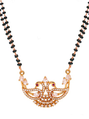 AD / CZ Double Line Mangalsutra in Rose Gold finish - CNB35034
