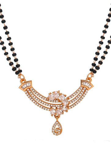 AD / CZ Double Line Mangalsutra in Rose Gold finish - CNB35036