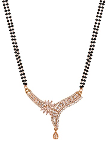 AD / CZ Double Line Mangalsutra in Rose Gold finish - CNB35037