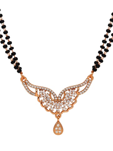 AD / CZ Double Line Mangalsutra in Rose Gold finish - CNB35040