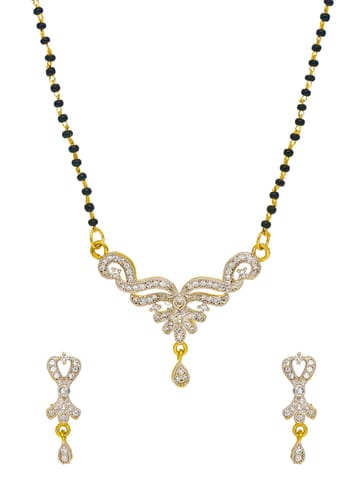 AD / CZ Single Line Mangalsutra in Two Tone finish - CNB35069