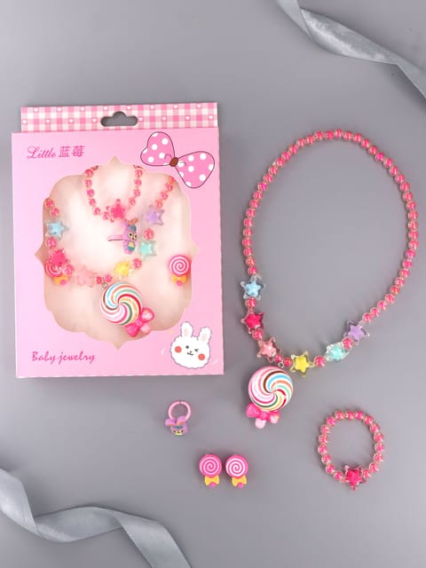 Kids Necklace Set with LED Flashing Pendant in Assorted color - CNB37719