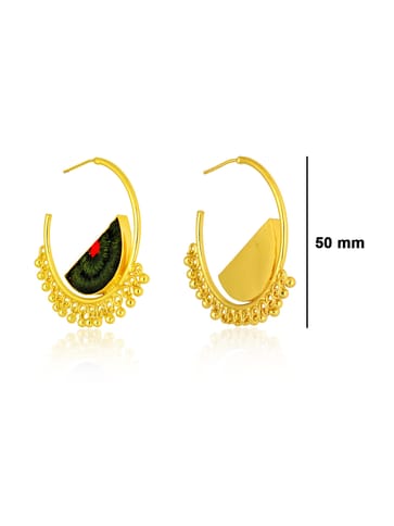 Gold finish Earrings with Silk Thread Embroidery - 1E150