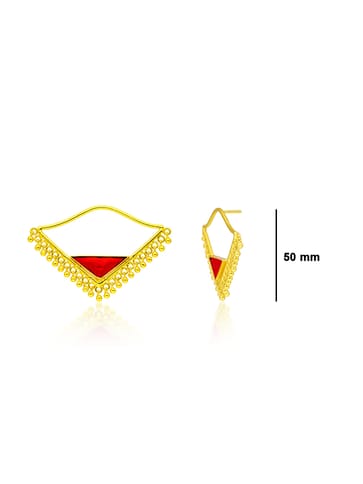 Gold finish Earrings with Silk Thread Embroidery - 1E155