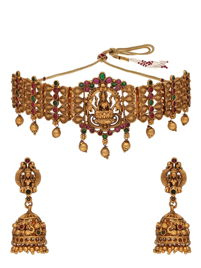 Temple Choker Necklace Set in Gold finish - RNK42