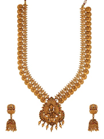 Temple Long Necklace Set in Gold finish - RNK49