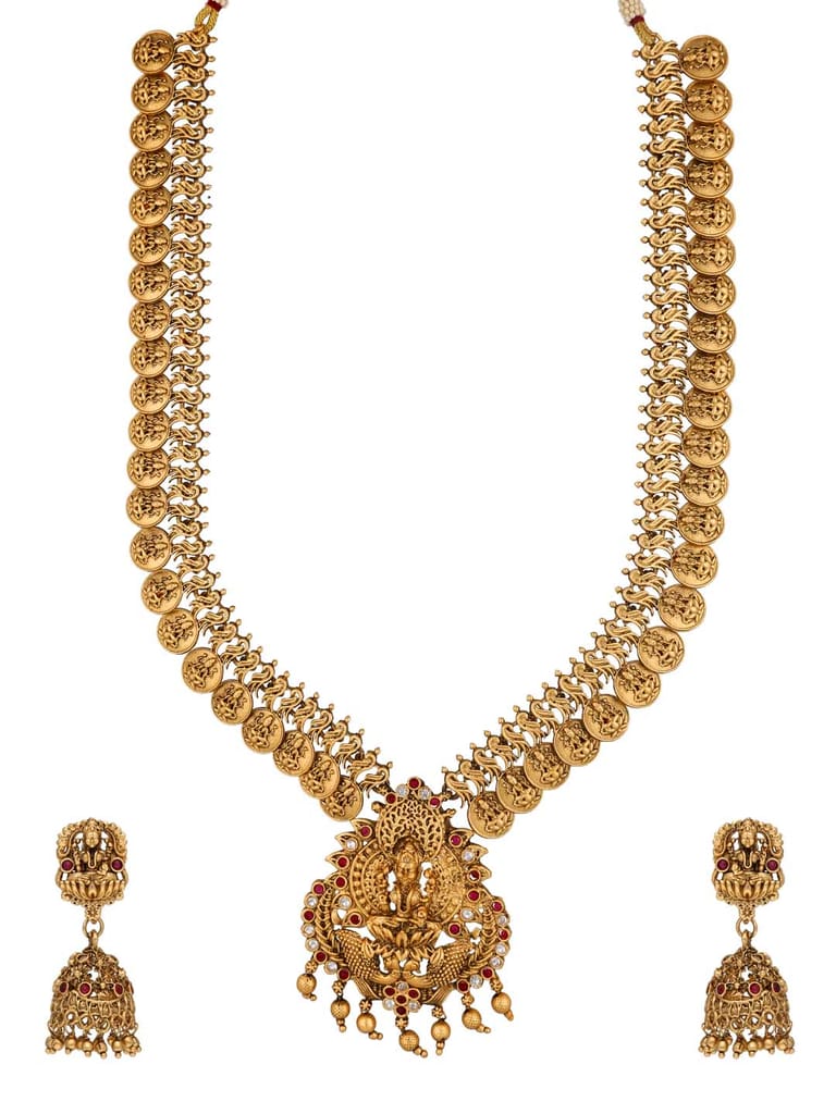 Temple Long Necklace Set in Rajwadi finish - RNK50