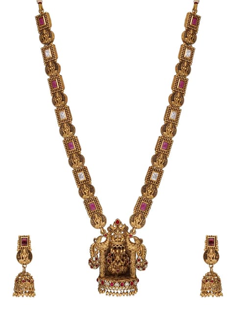 Temple Long Necklace Set in Rajwadi finish - RNK55