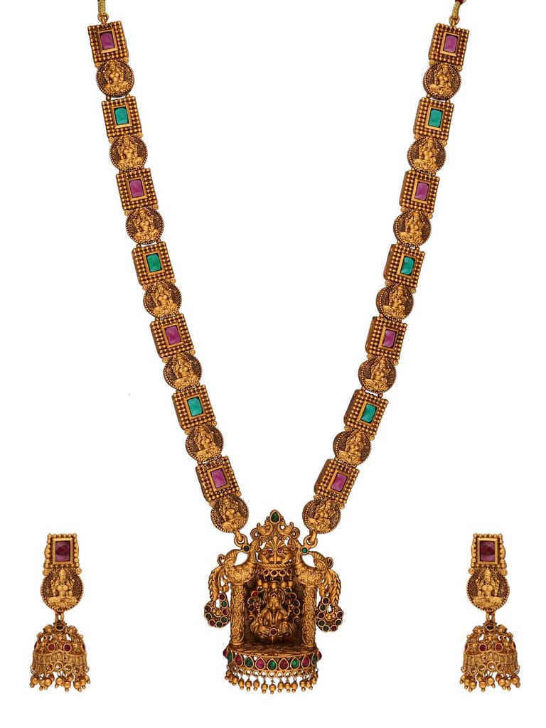 Temple Long Necklace Set in Gold finish - RNK56
