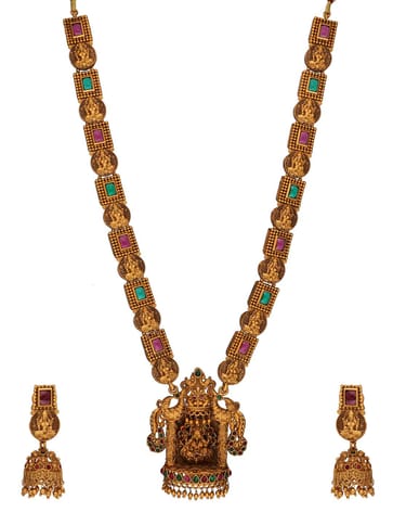 Temple Long Necklace Set in Gold finish - RNK56
