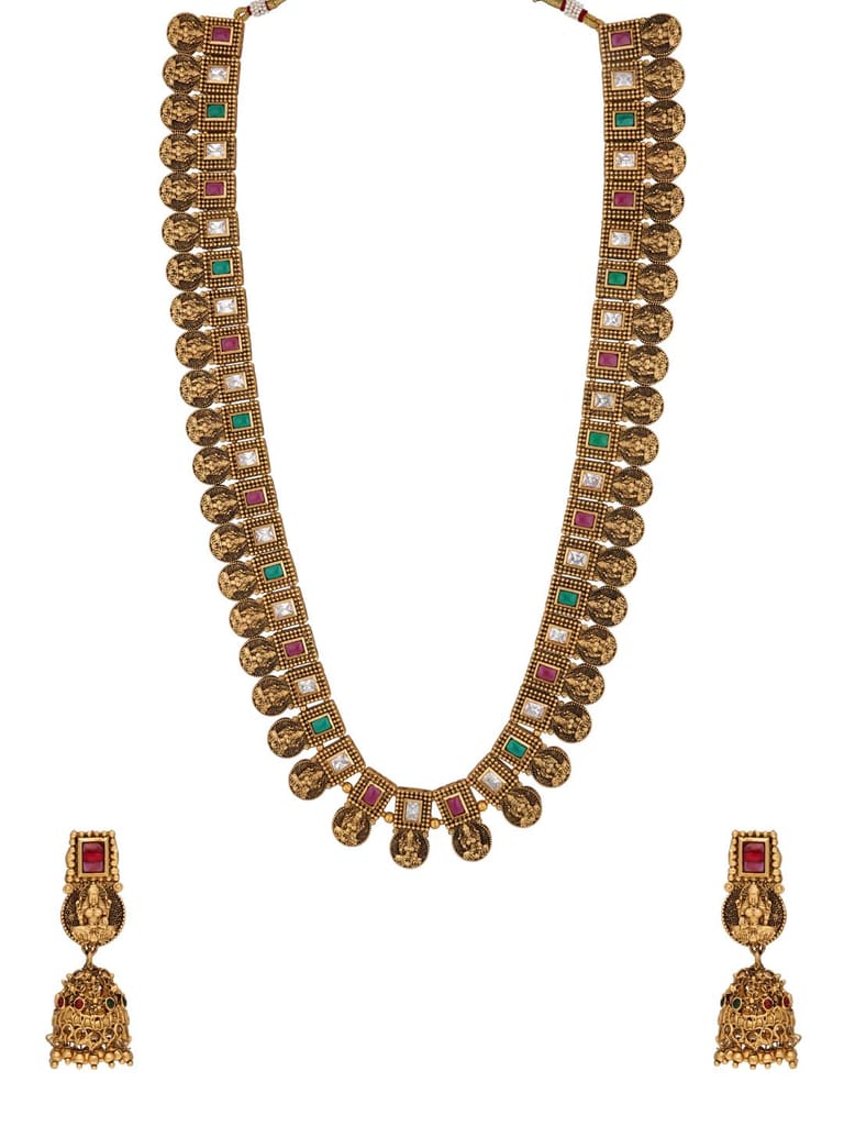 Temple Long Necklace Set in Rajwadi finish - RNK58