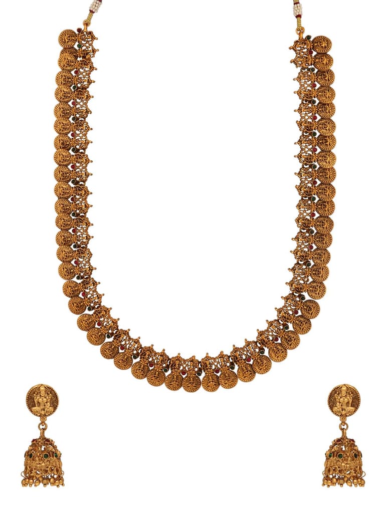 Temple Long Necklace Set in Gold finish - RNK66