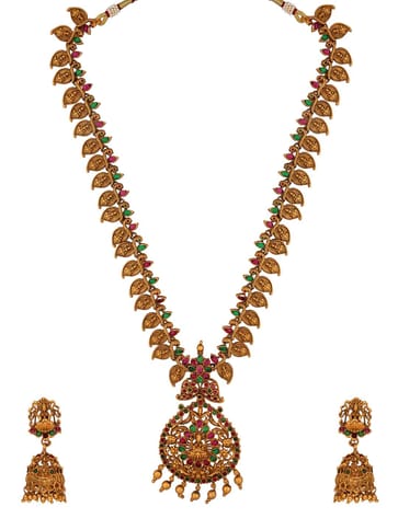 Temple Long Necklace Set in Gold finish - RNK67