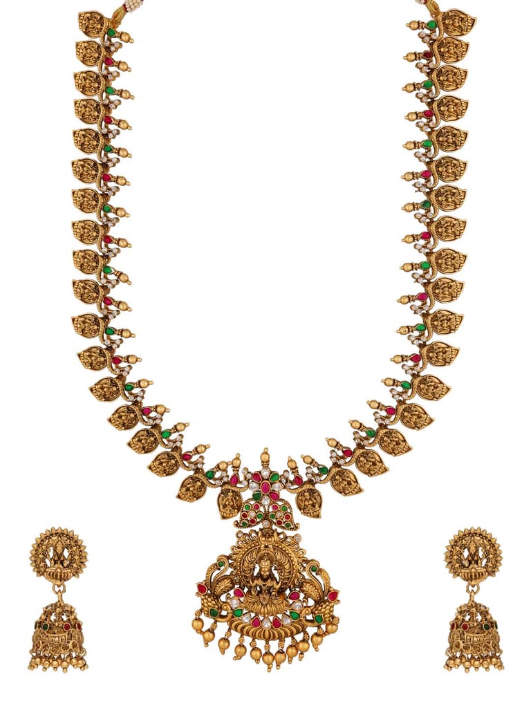 Temple Long Necklace Set in Rajwadi finish - RNK71