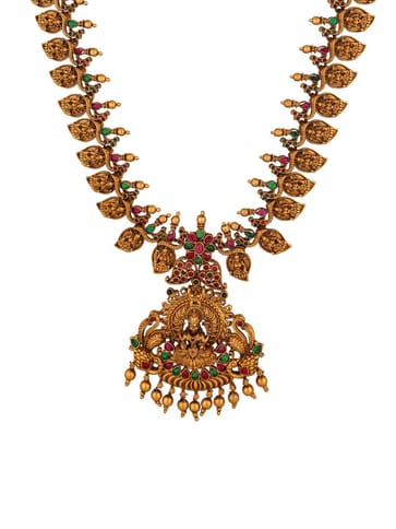 Temple Long Necklace Set in Gold finish - RNK70