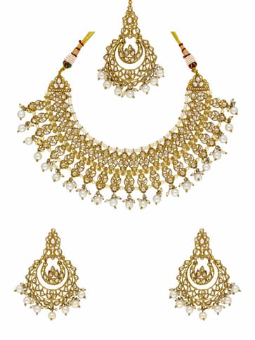 Reverse AD Necklace Set in Mehendi finish - 6317