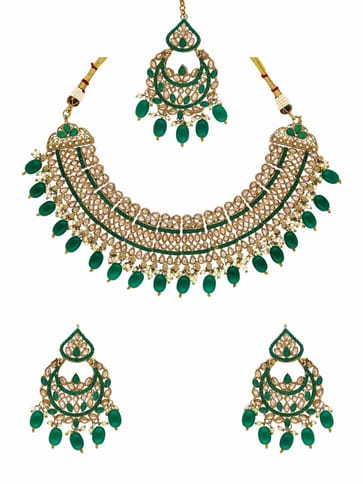 Reverse AD Necklace Set in Mehendi finish - 6369