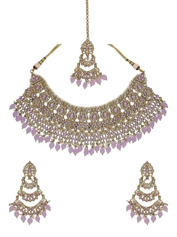 Reverse AD Necklace Set in Mehendi finish - 6419