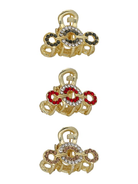 Fancy Butterfly Clip in Assorted color and Gold finish - CNB37150