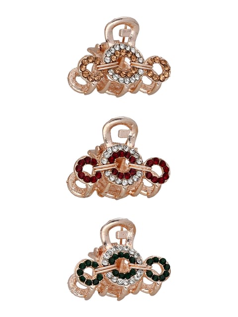 Fancy Butterfly Clip in Assorted color and Rose Gold finish - CNB37151
