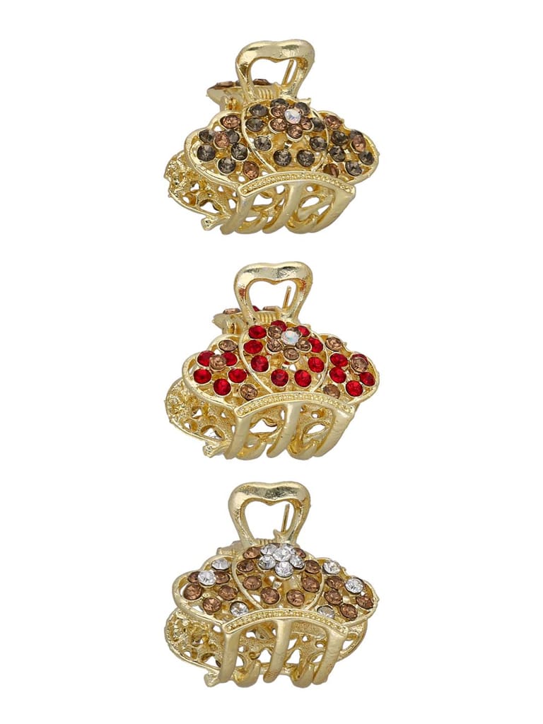 Fancy Butterfly Clip in Assorted color and Gold finish - CNB37155