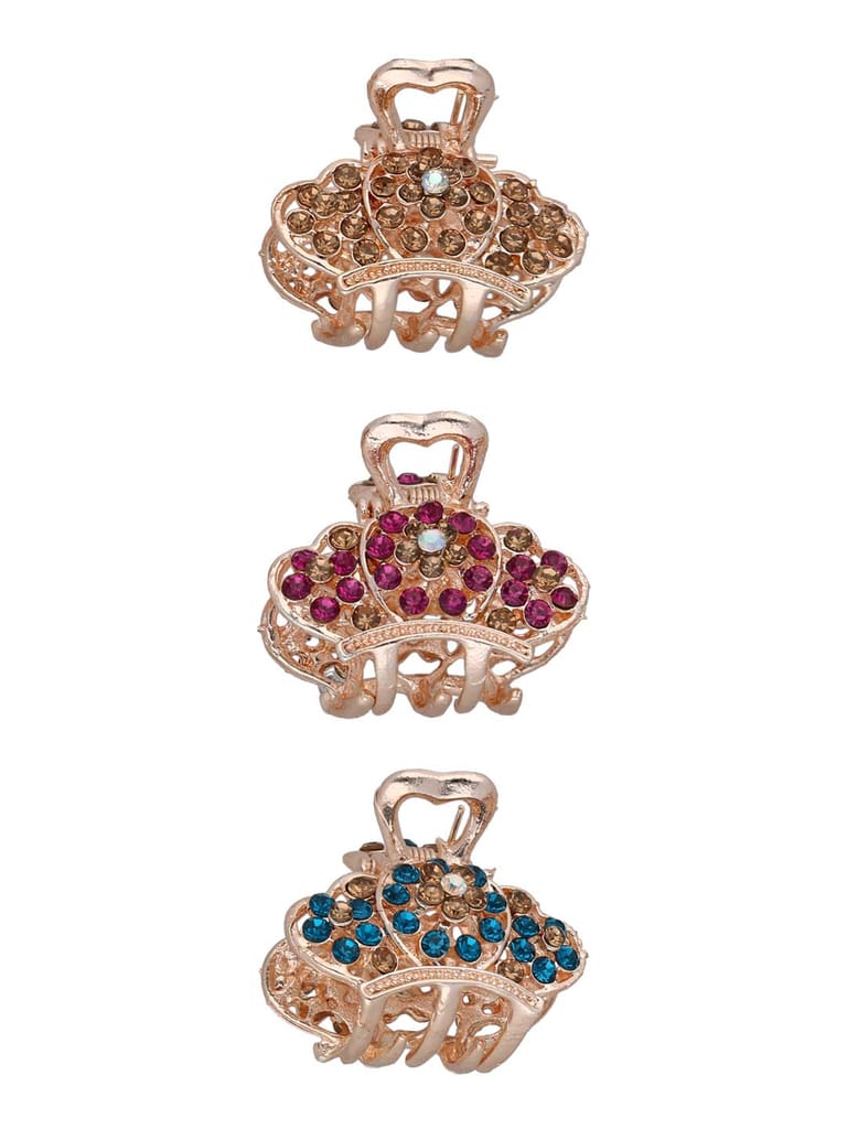Fancy Butterfly Clip in Assorted color and Rose Gold finish - CNB37156