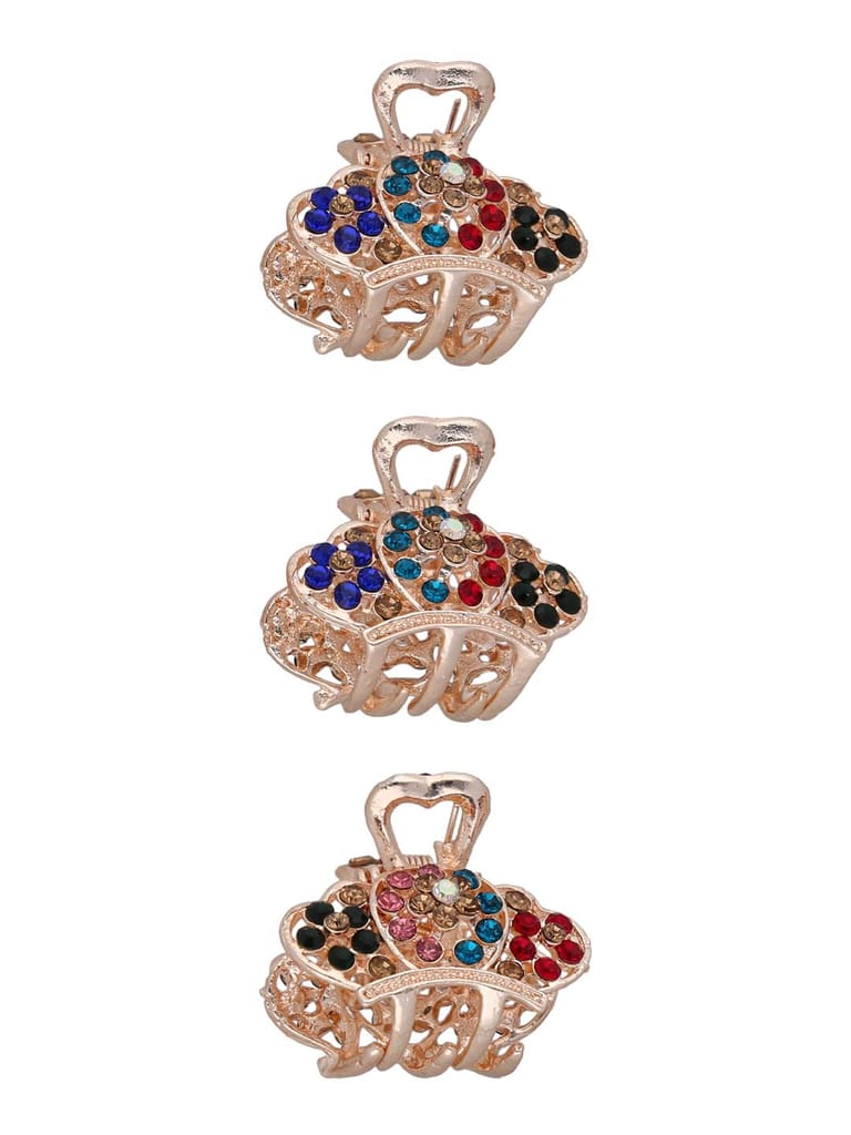 Fancy Butterfly Clip in Multicolor color and Rose Gold finish - CNB37157