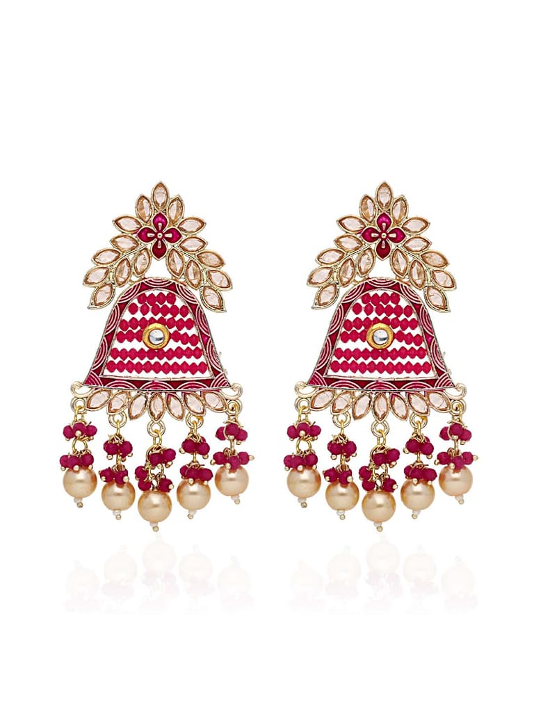 Traditional Long Earrings in Gold finish - CNB28490