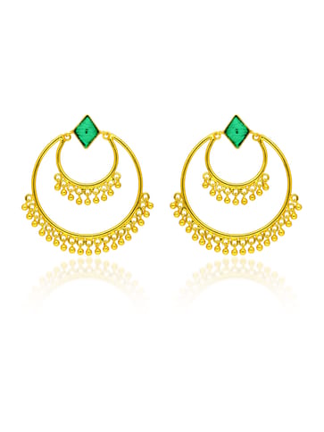 Gold finish Earrings with Silk Thread Embroidery - 1E146