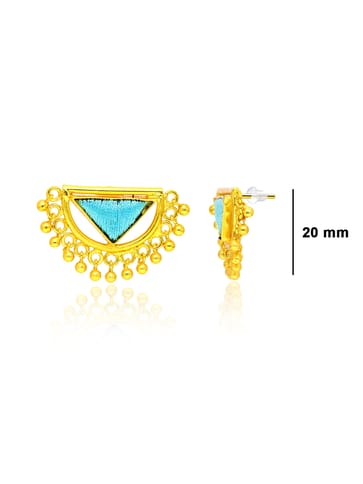Gold finish Earrings with Silk Thread Embroidery - 1E162