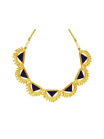 Gold finish Necklace with Silk Thread Embroidery - 1N481