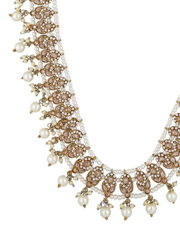 Reverse AD Long Necklace Set in Mehendi finish - 6310