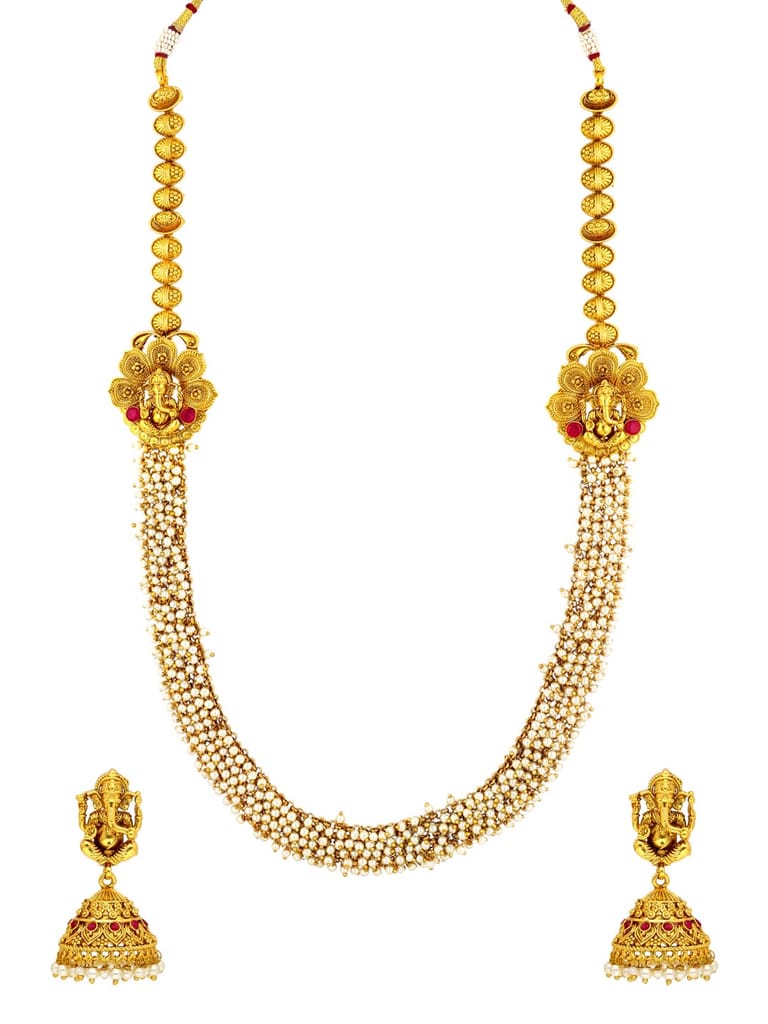 Temple Long Necklace Set in Gold finish - AMN339
