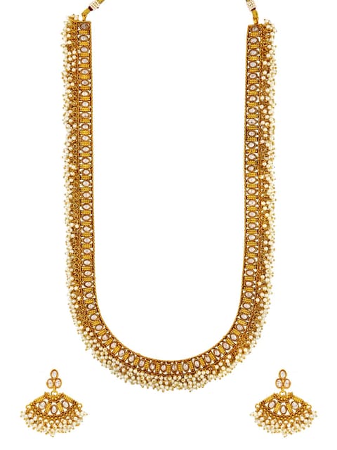 Reverse AD Long Necklace Set in Gold finish - AMN343