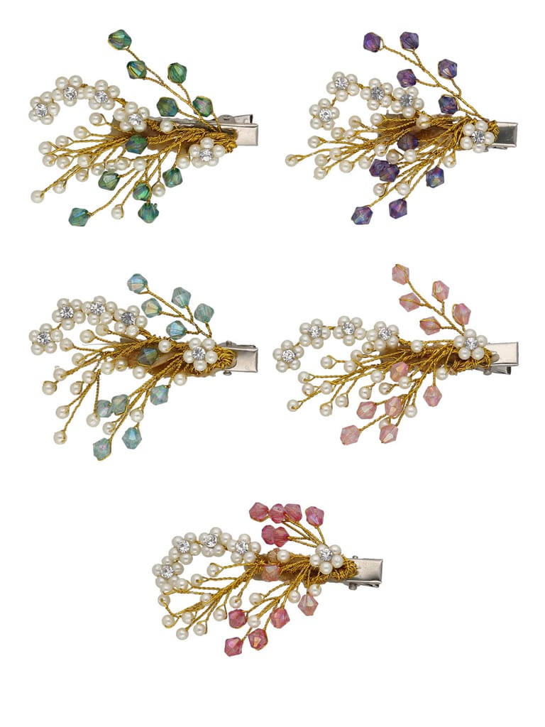 Fancy Hair Clip in Assorted color and Rhodium finish - ARE1532