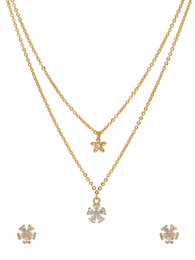 AD / CZ Pendant Set in Gold finish - CNB37742