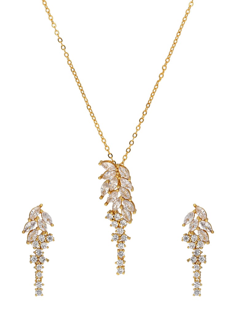 AD / CZ Pendant Set in Gold finish - CNB37746