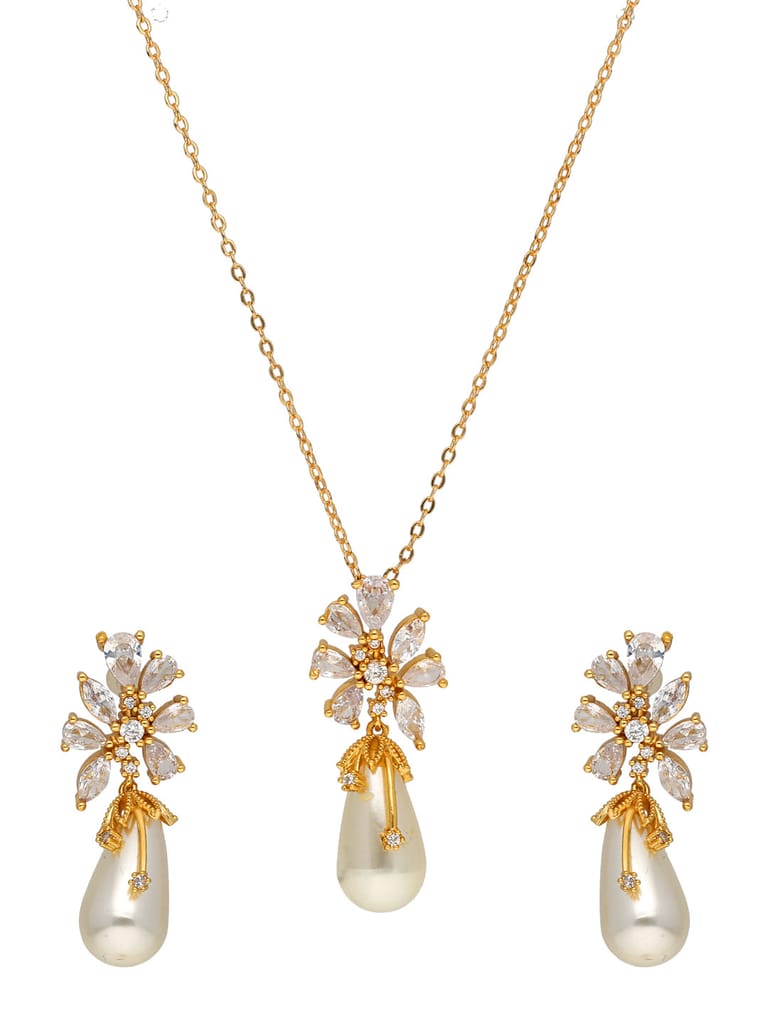 AD / CZ Pendant Set in Gold finish - CNB37751