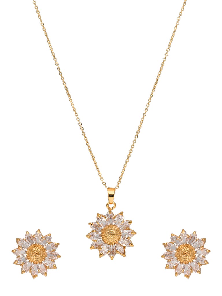 AD / CZ Pendant Set in Gold finish - CNB37755