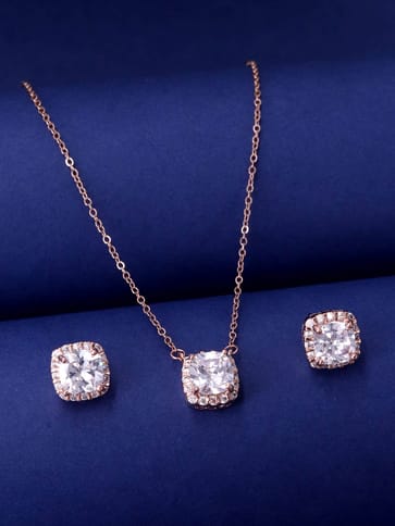 AD / CZ Pendant Set in Rose Gold finish - CNB37777