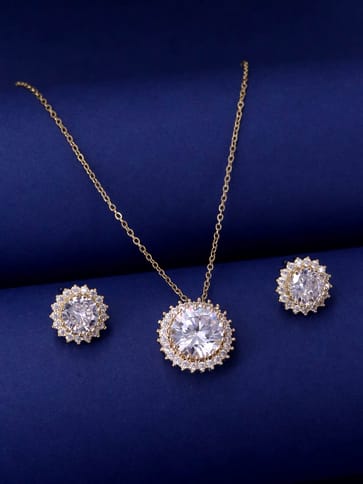 AD / CZ Pendant Set in Gold finish - CNB37780