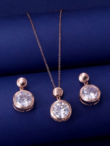 AD / CZ Pendant Set in Rose Gold finish - CNB37782