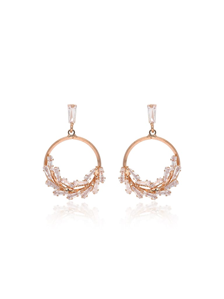 AD / CZ Dangler Earrings in Rose Gold finish - CNB36476