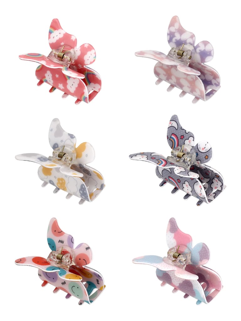 Printed Butterfly Clip in Assorted color - CNB38240