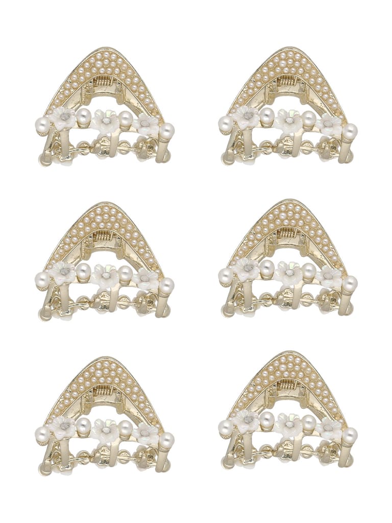 Fancy Butterfly Clip in White color and Gold finish - CNB35436