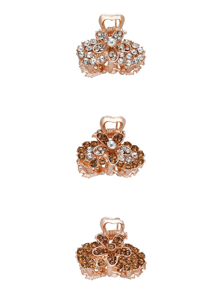 Fancy Butterfly Clip in White color and Rose Gold finish - CNB37174
