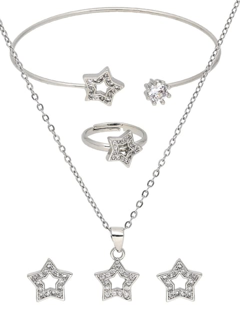 AD / CZ Pendant Set with Bracelet and Finger Ring - CNB37734
