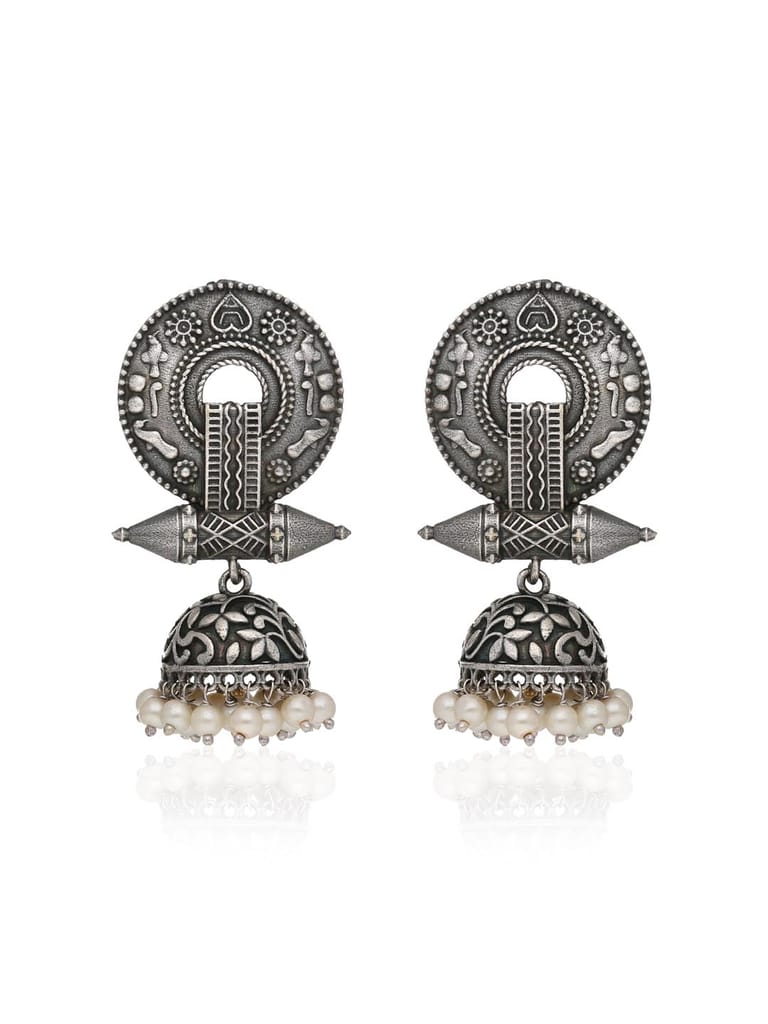 Jhumka Earrings in White color - CNB39333